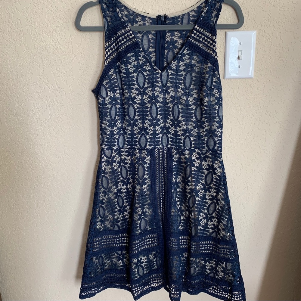 Francesca’s Lace Mini Dress - Size Medium, Blue